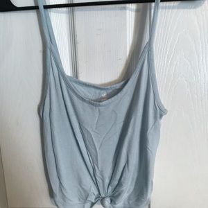 cropped blue tank top